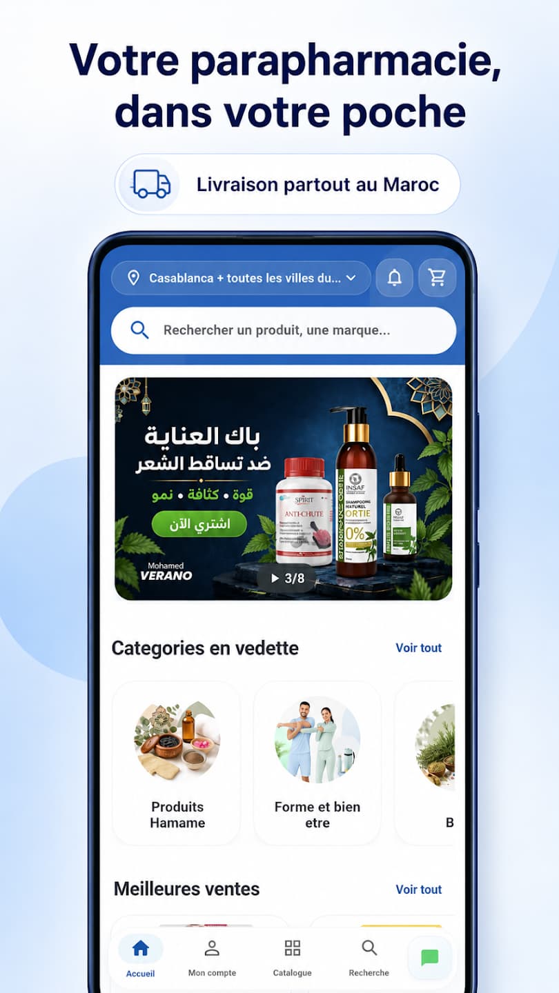 Application mobile Mohamed Verano – votre parapharmacie dans votre poche